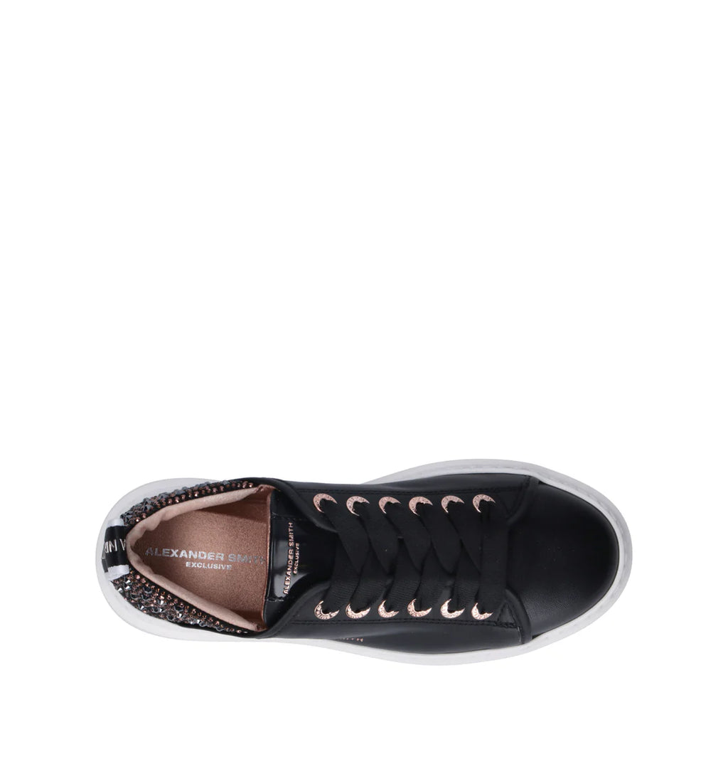 Wembley Donna in pelle nera e tallone con strass Alexander Smith