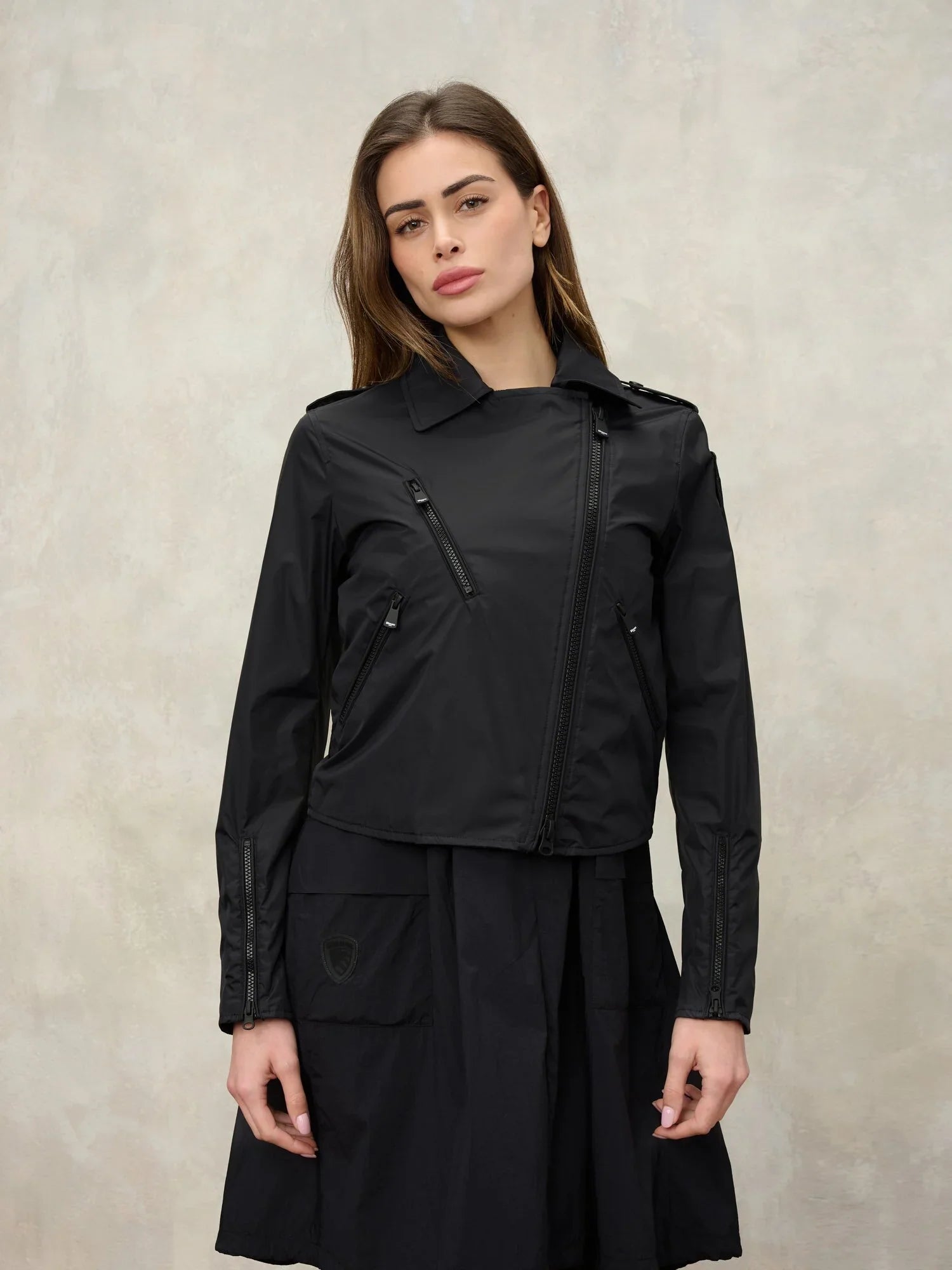 blauer chiodo donna zamora nylon nero