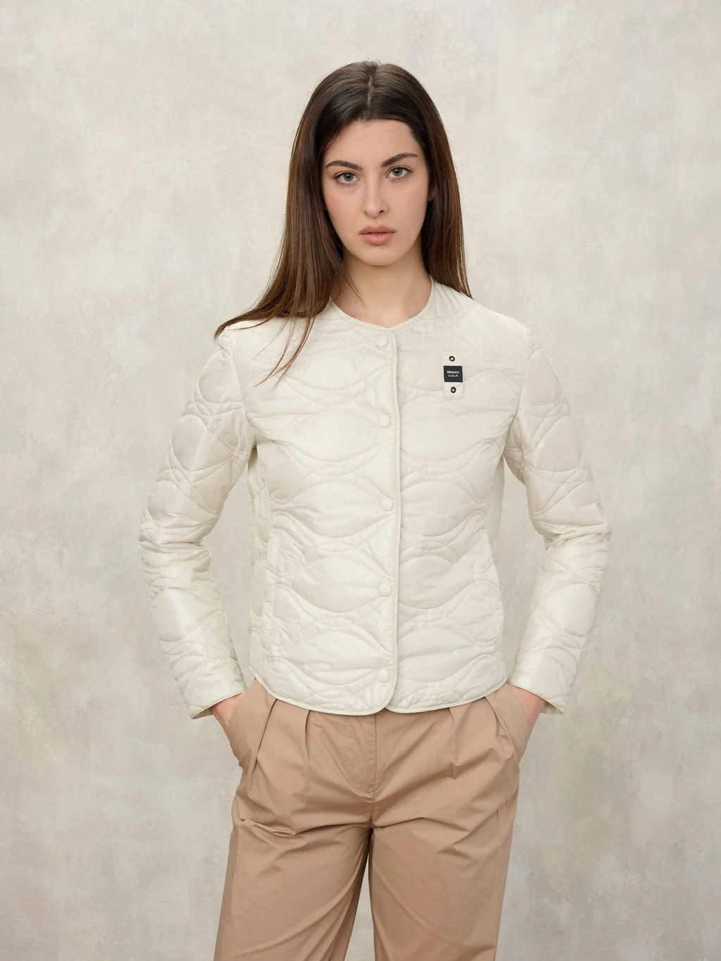 blauer giubbino donna bianco trapuntato dalrymple frontale