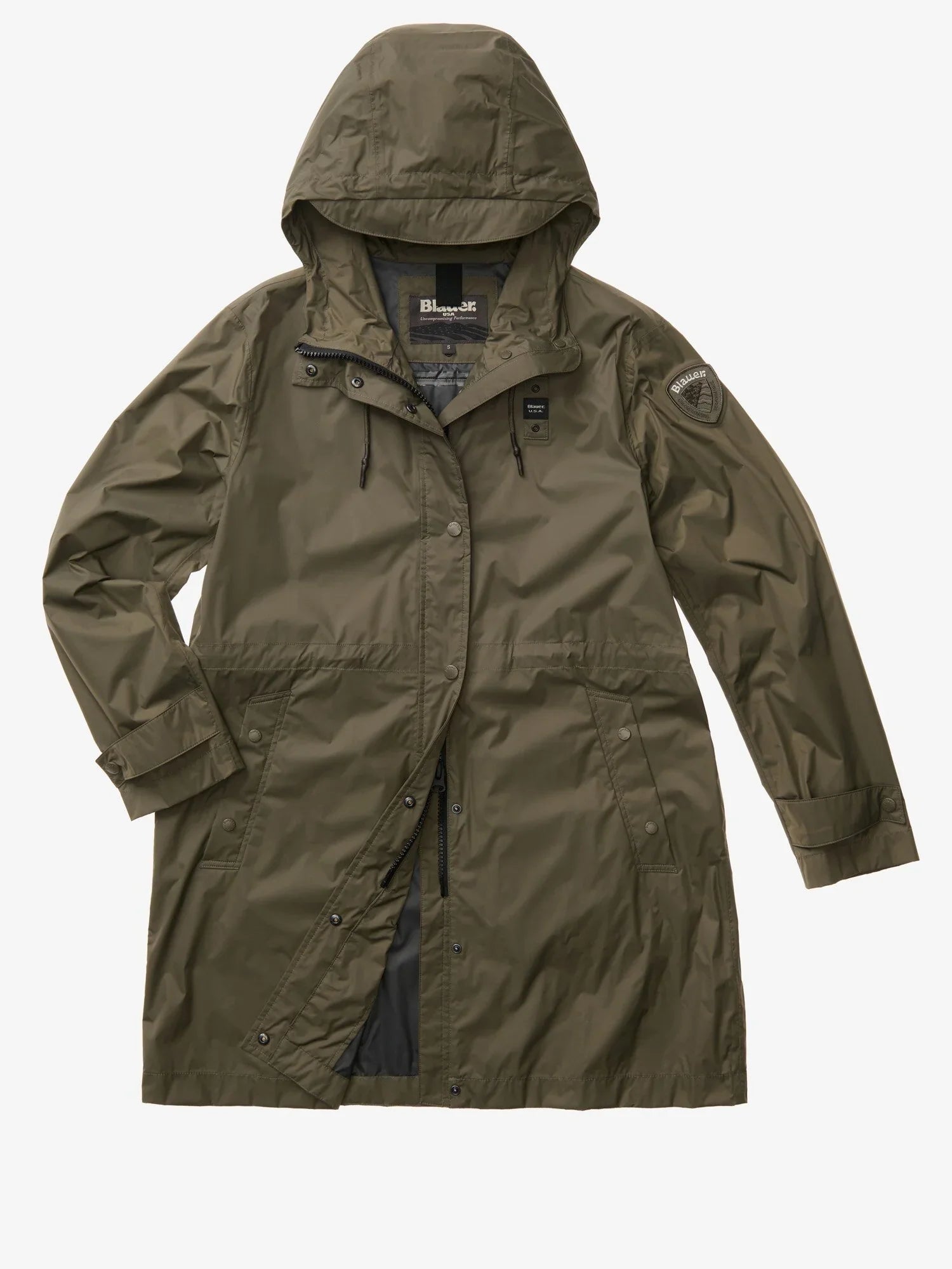 blauer giacca donna lunga verde cappuccio