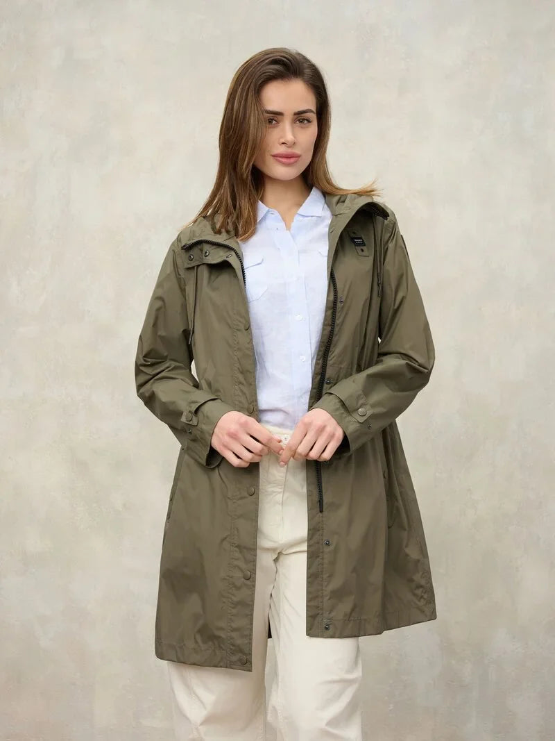 blauer impermeabile donna thrush lungo verde