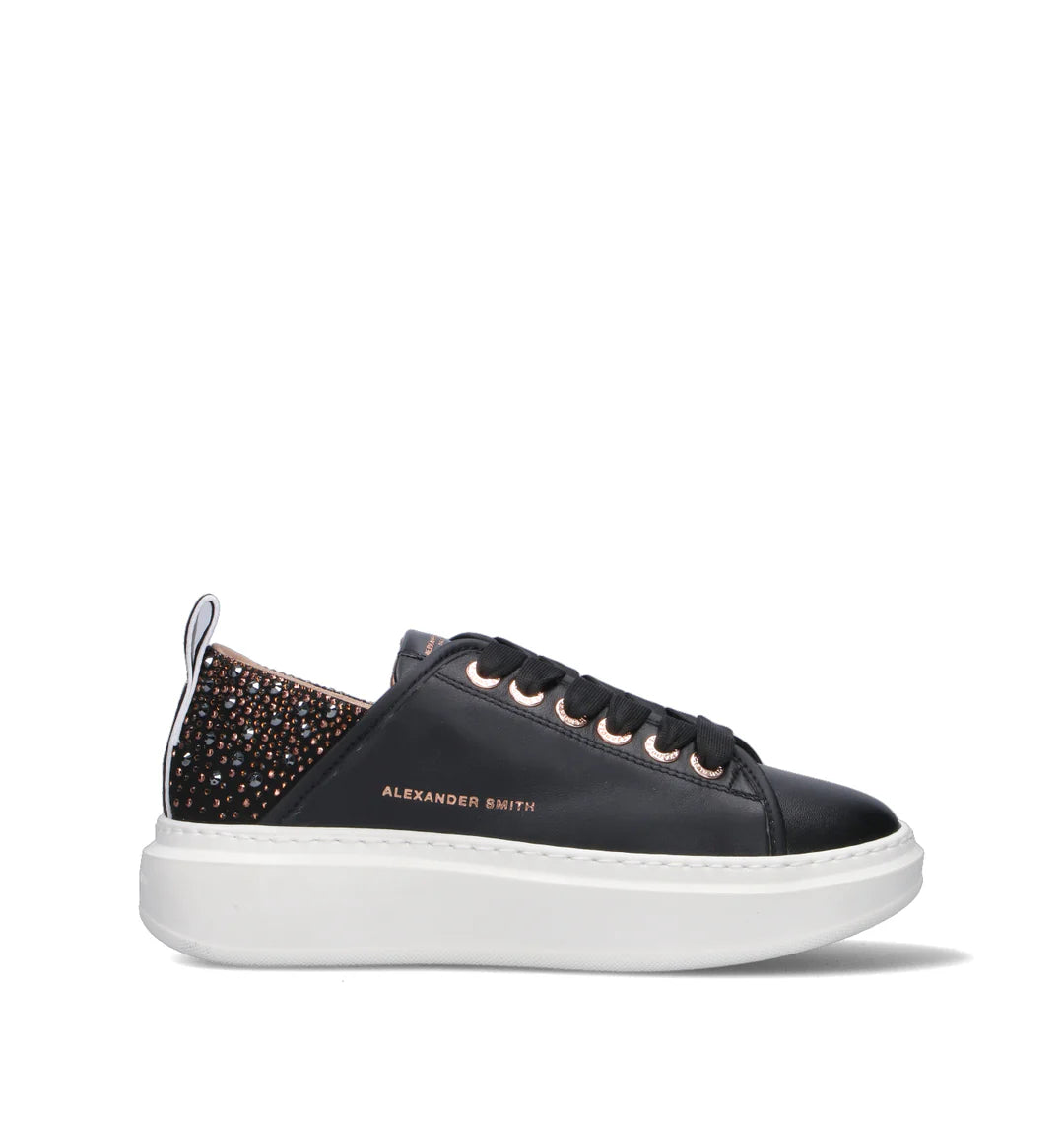 Wembley Donna in pelle nera e tallone con strass Alexander Smith