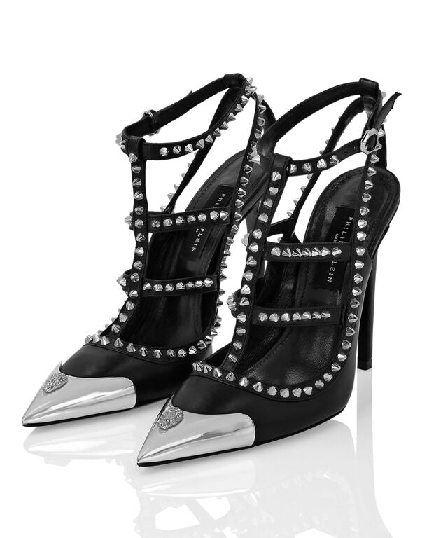 Nappa Leather Sandals High Heels Studs