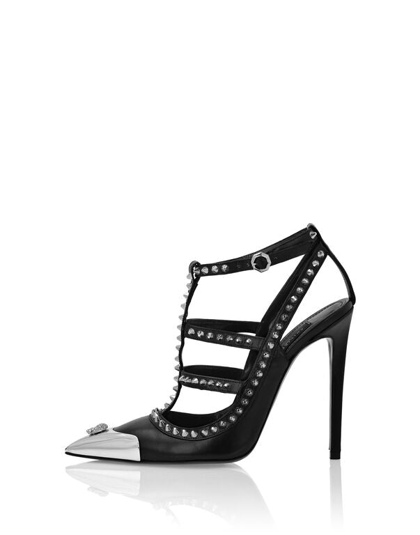 Nappa Leather Sandals High Heels Studs