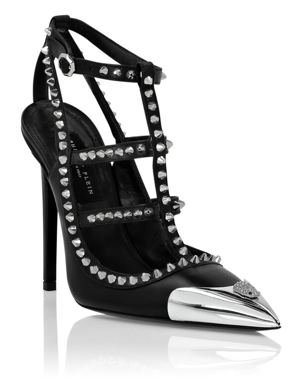 Nappa Leather Sandals High Heels Studs