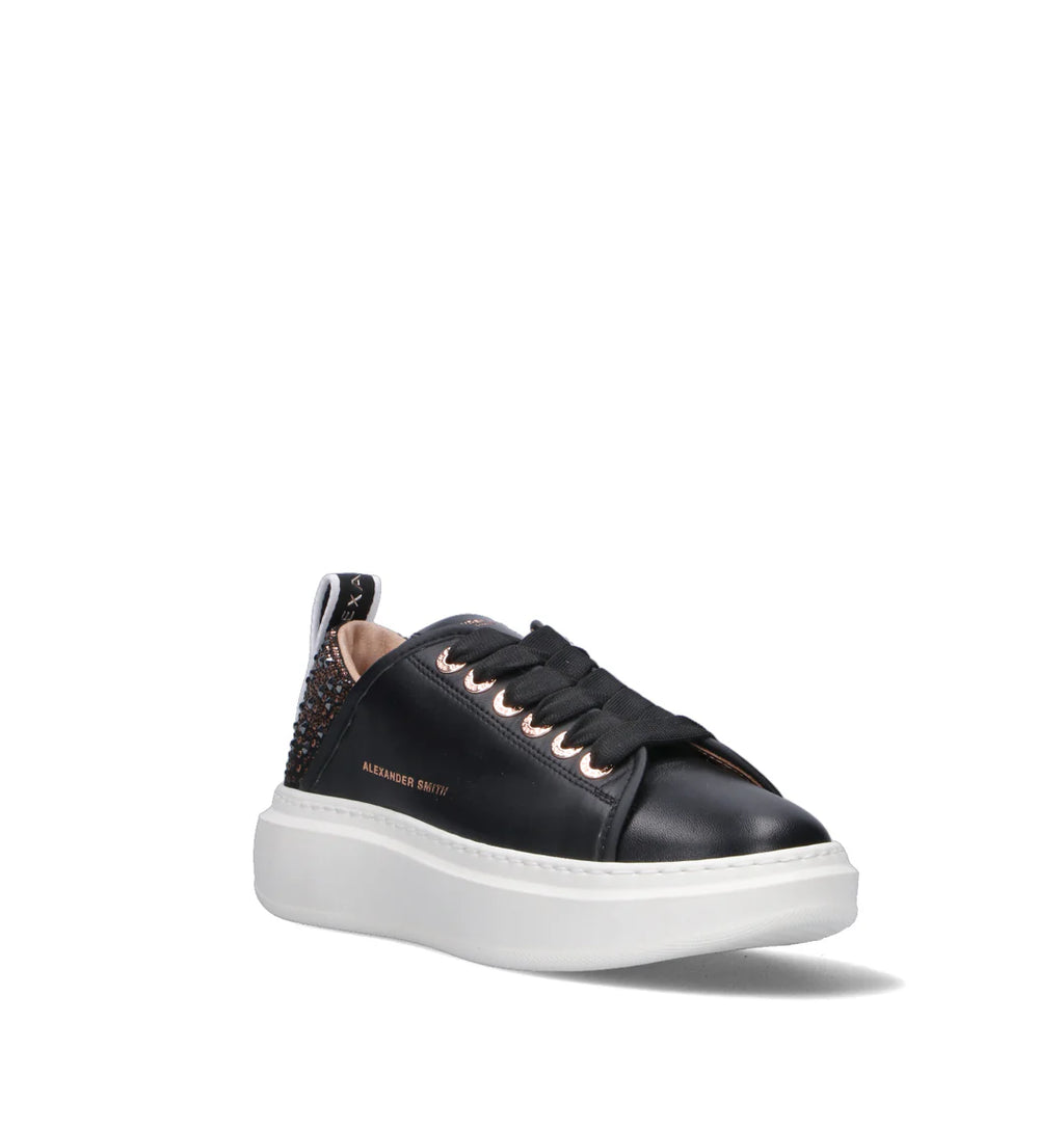 Wembley Donna in pelle nera e tallone con strass Alexander Smith