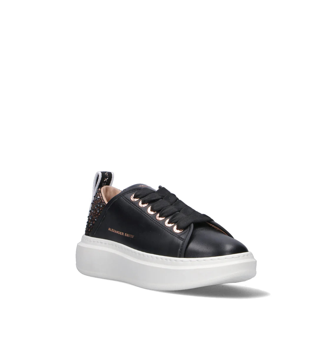 Wembley Donna in pelle nera e tallone con strass Alexander Smith