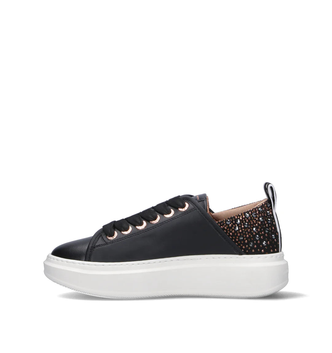Wembley Donna in pelle nera e tallone con strass Alexander Smith