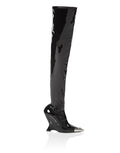 Latex Boots Low Heels Overknee