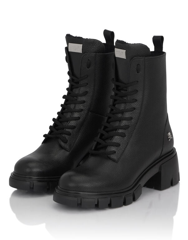 Leather Low Flat Boots