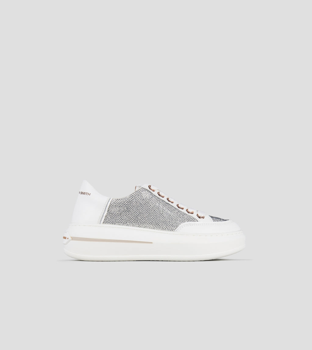 Lancaster Donna in pelle bianca con inserti in strass argento Alexander Smith