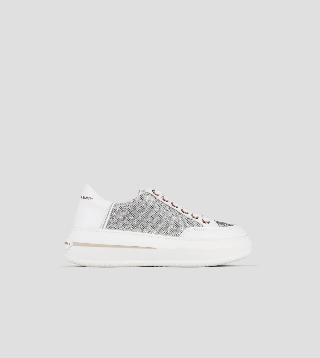 Lancaster Donna in pelle bianca con inserti in strass argento Alexander Smith