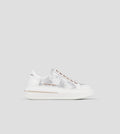 Lancaster Donna in pelle bianca con inserto in laminato nuvolato Alexander Smith