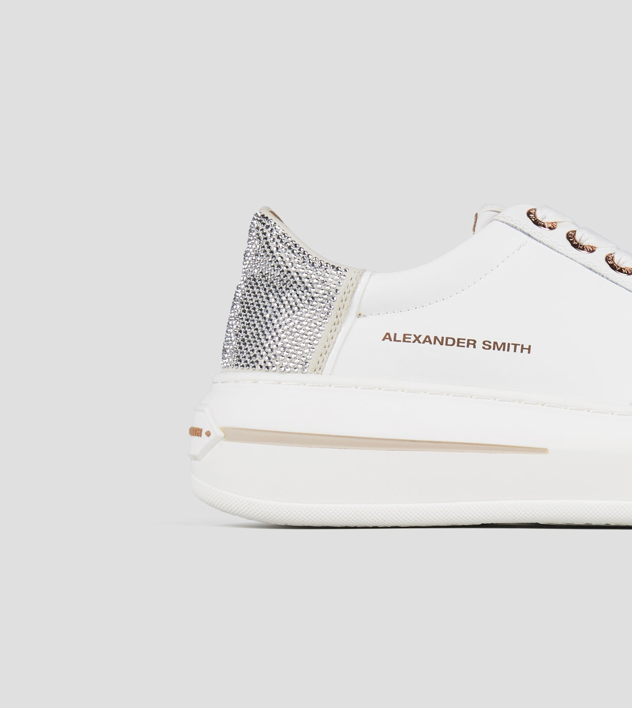 Lancaster Donna in pelle bianca e tallone con strass argento Alexander Smith