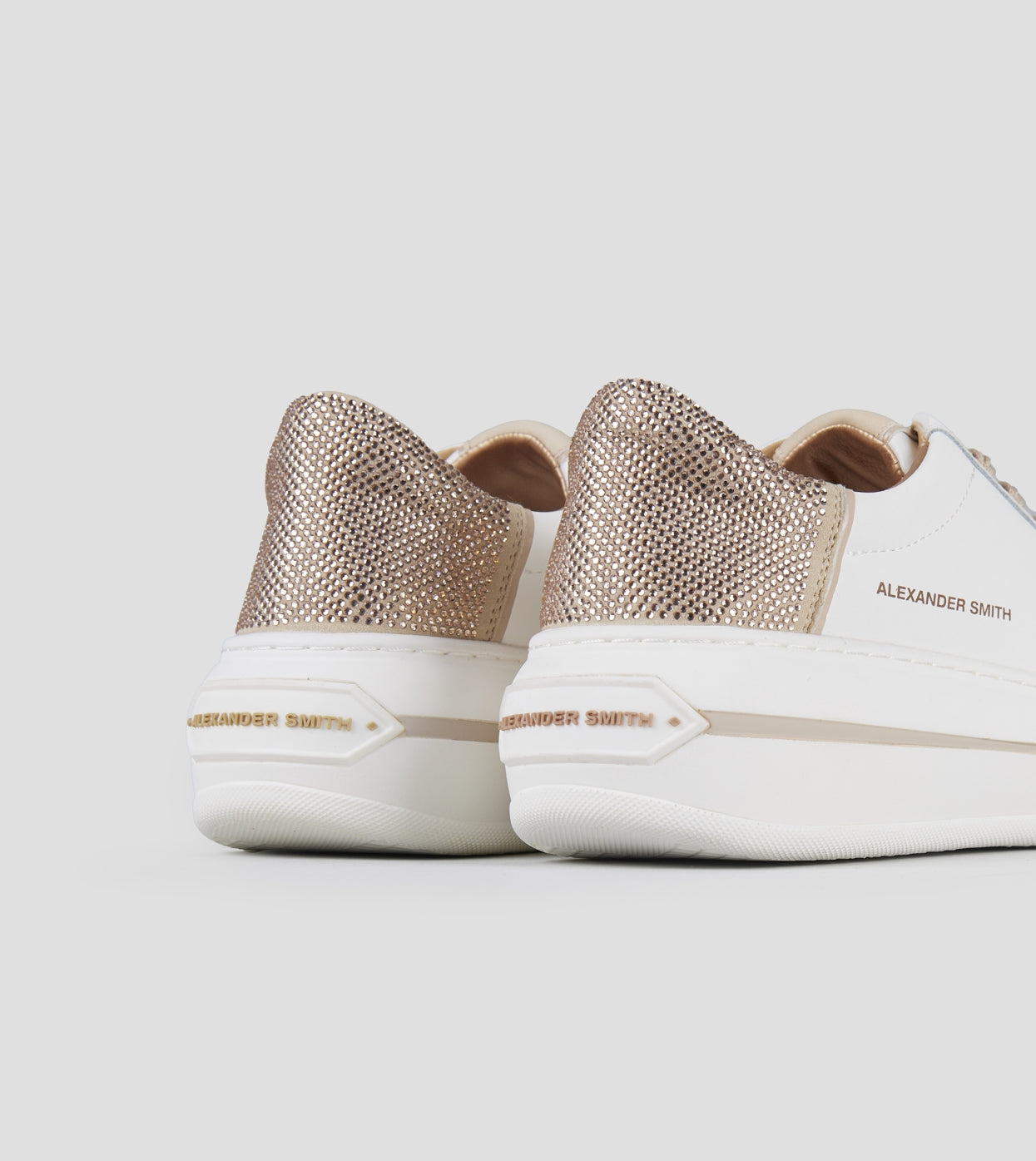 Lancaster Donna in pelle bianca e tallone con strass beige Alexander Smith