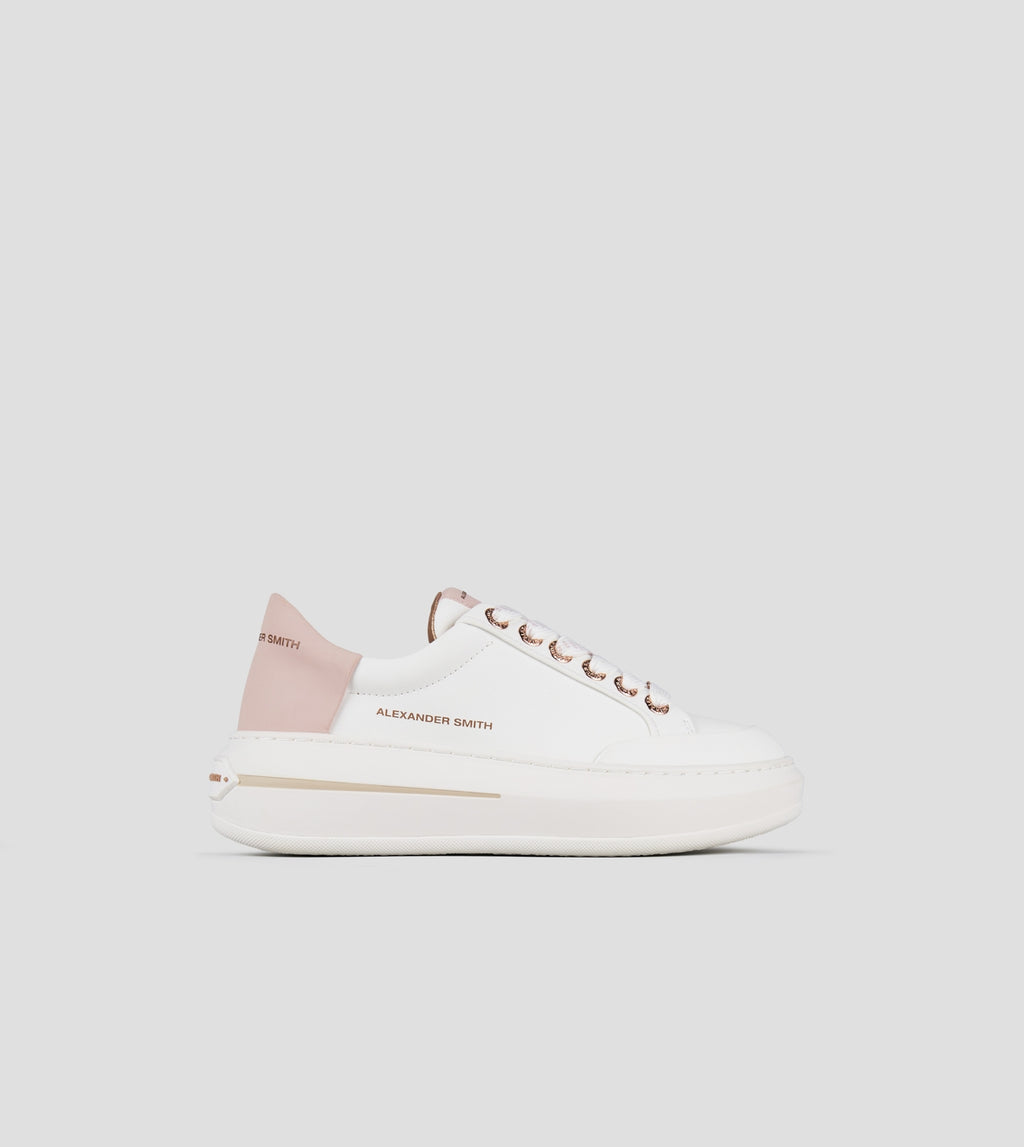 Lancaster Donna in pelle bianca e tallone rosa Alexander Smith