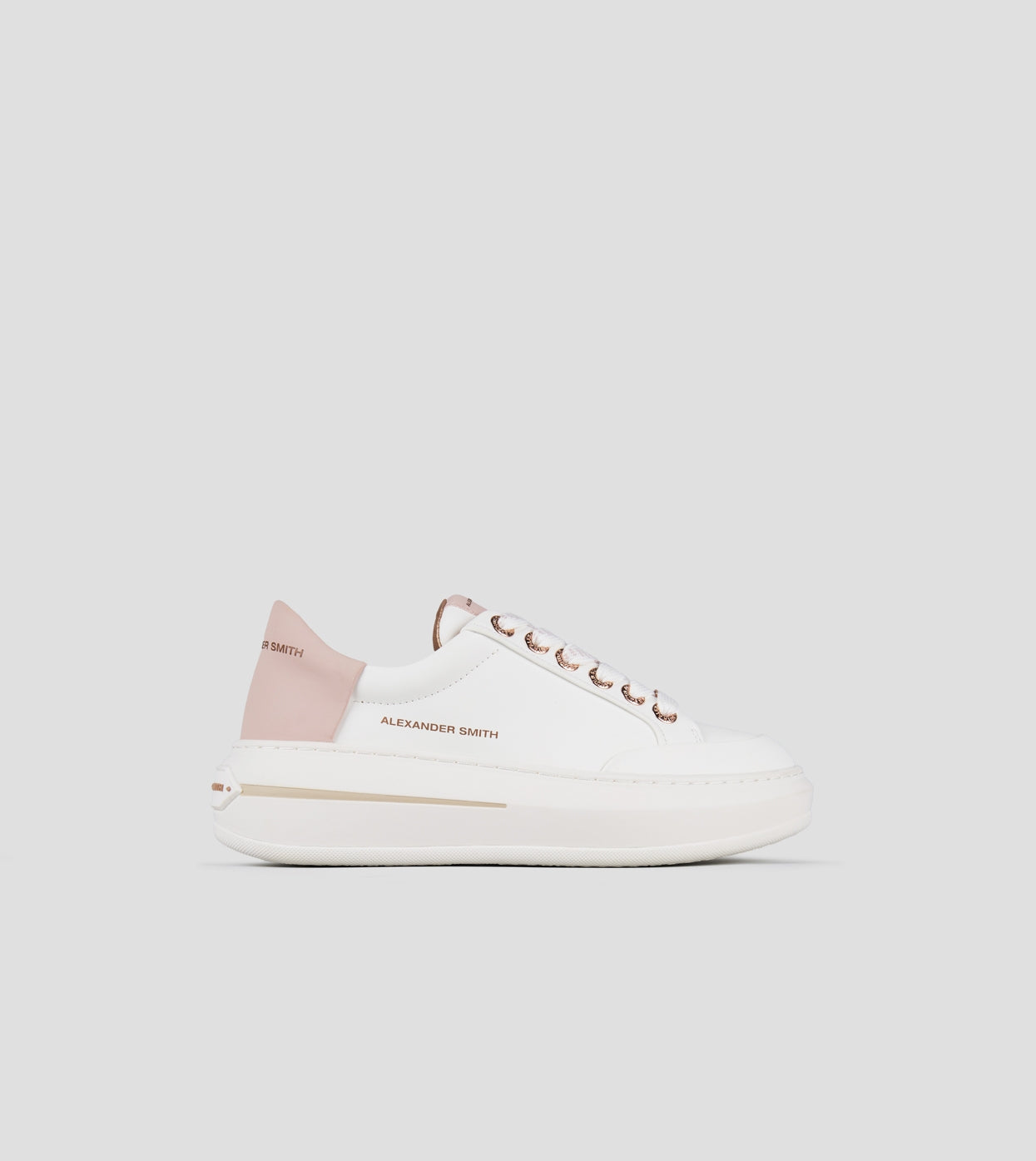 Lancaster Donna in pelle bianca e tallone rosa Alexander Smith
