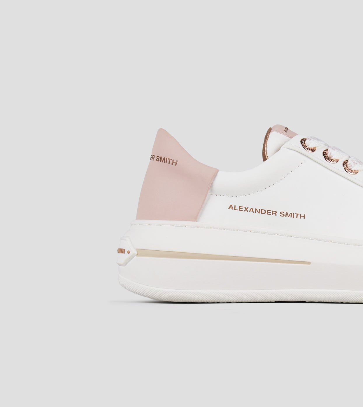 Lancaster Donna in pelle bianca e tallone rosa Alexander Smith