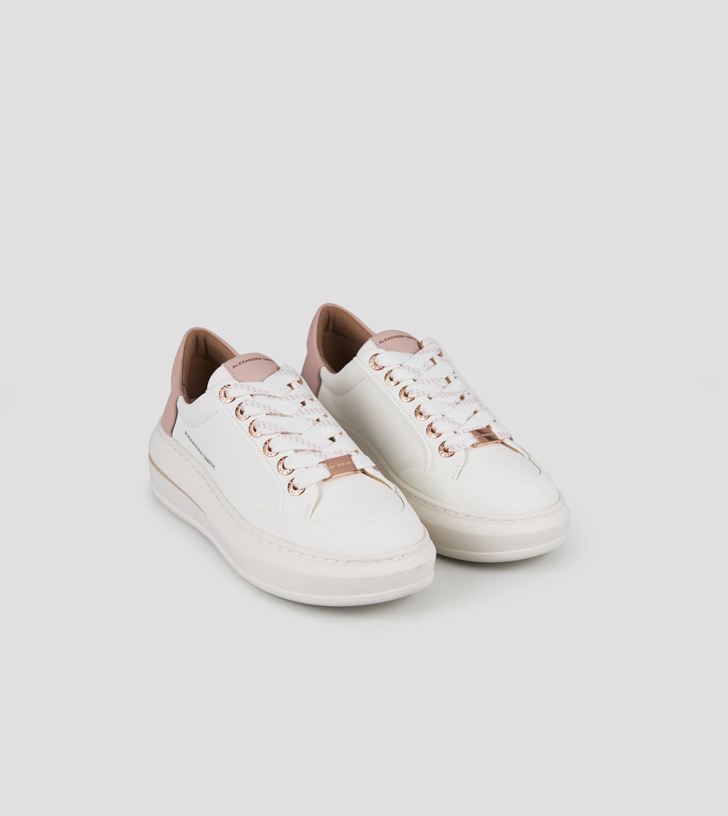 Lancaster Donna in pelle bianca e tallone rosa Alexander Smith