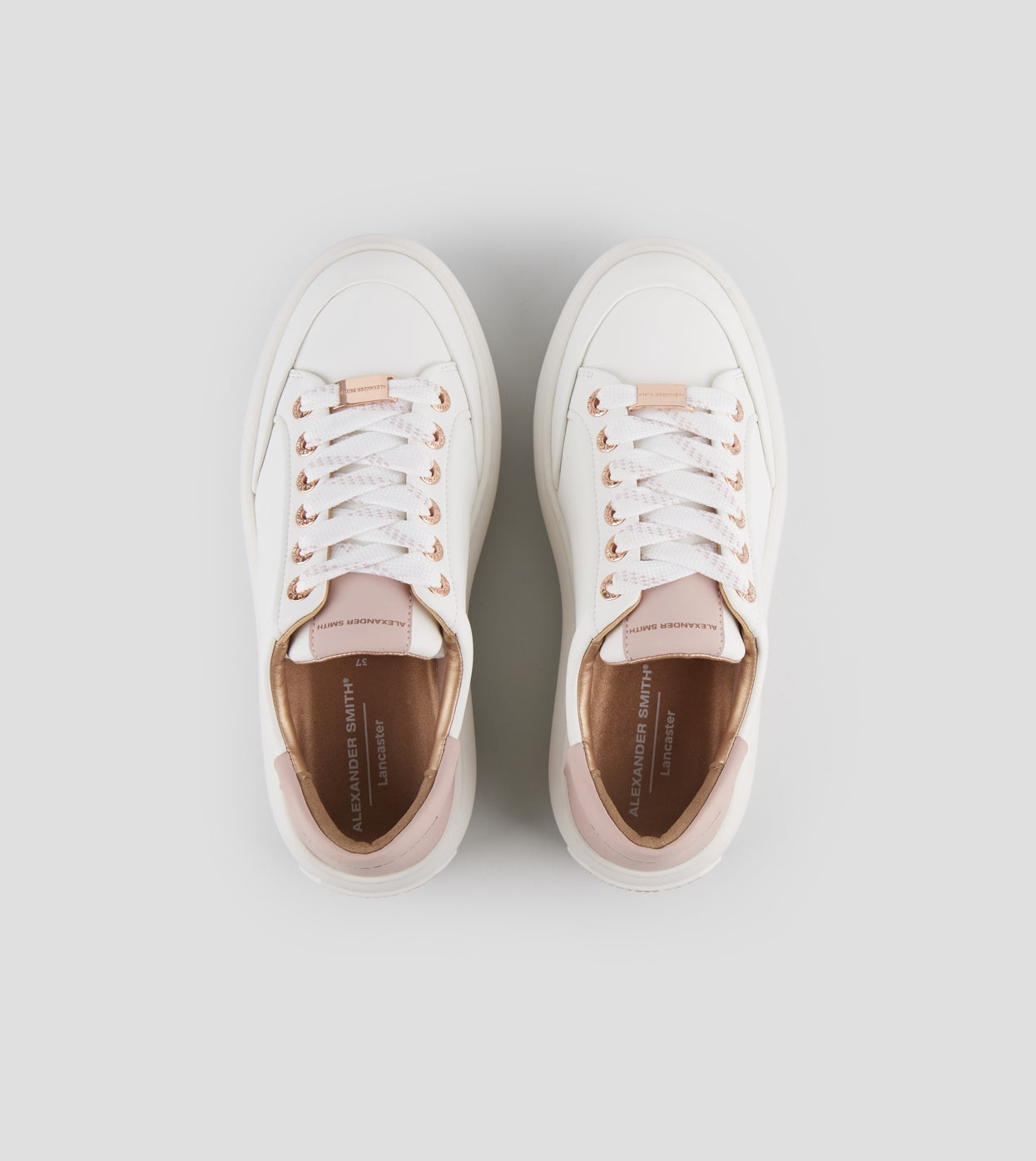 Lancaster Donna in pelle bianca e tallone rosa Alexander Smith
