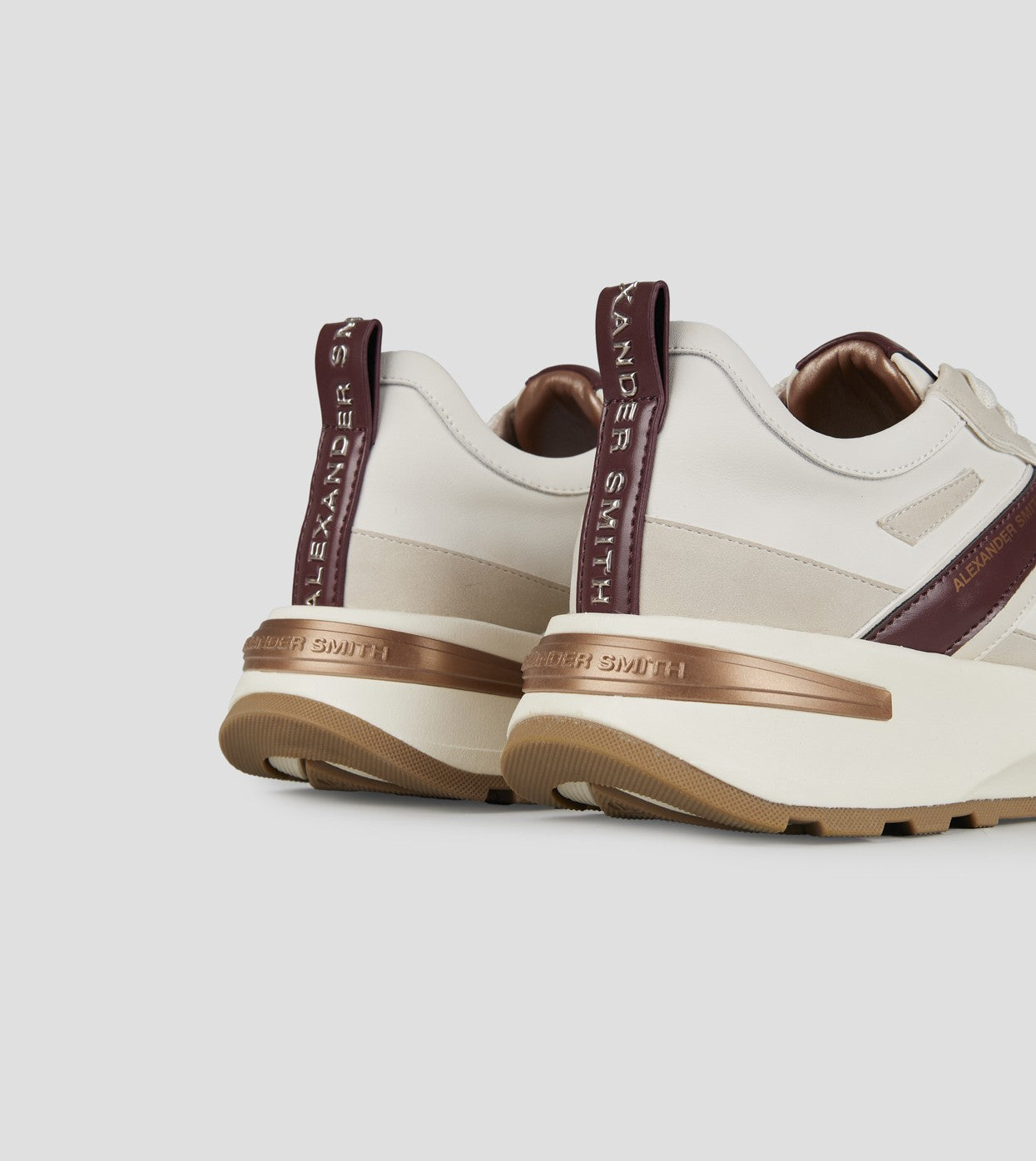 Liverpool Donna in pelle e suede bianco con logo laterale bordeaux  Alexander Smith