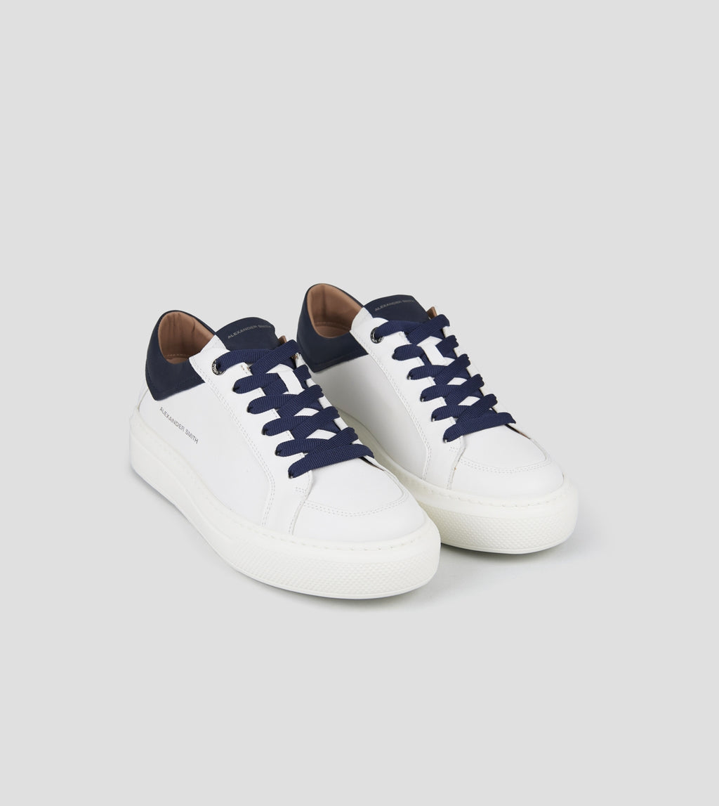 Regent Uomo in pelle di capra bianca e dettagli blu Alexander Smith
