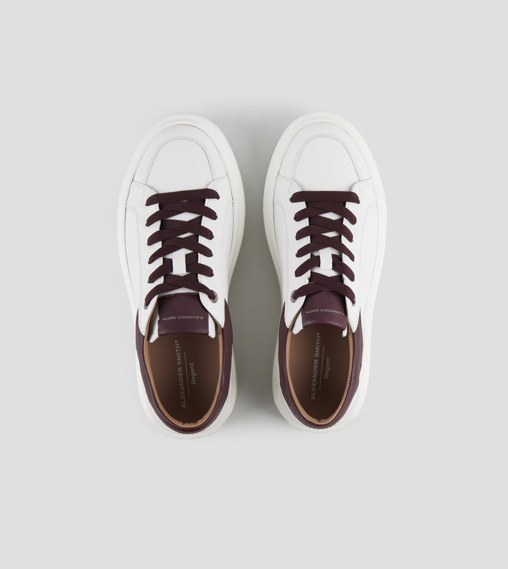 Regent Uomo in pelle di capra bianca e dettagli bordeaux Alexander Smith