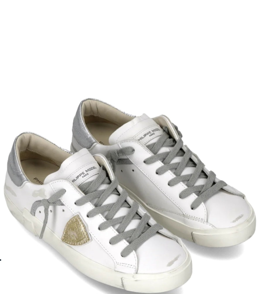 PHILIPPE MODEL   SNEAKERS DONNA Prsx Bianco Argento Metallizzato  PRLD VM04