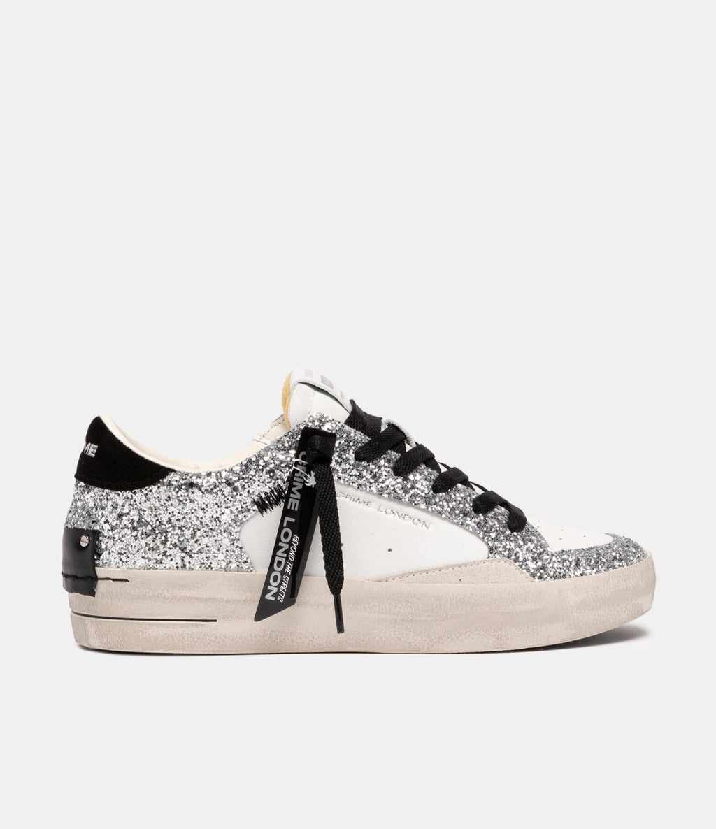 CRIME LONDON DONNA SK8 DELUXE METALLIC SILVER 25117