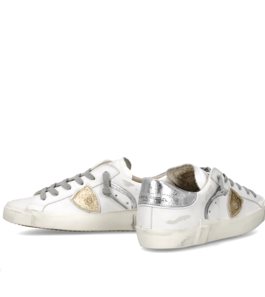 PHILIPPE MODEL   SNEAKERS DONNA Prsx Bianco Argento Metallizzato  PRLD VM04