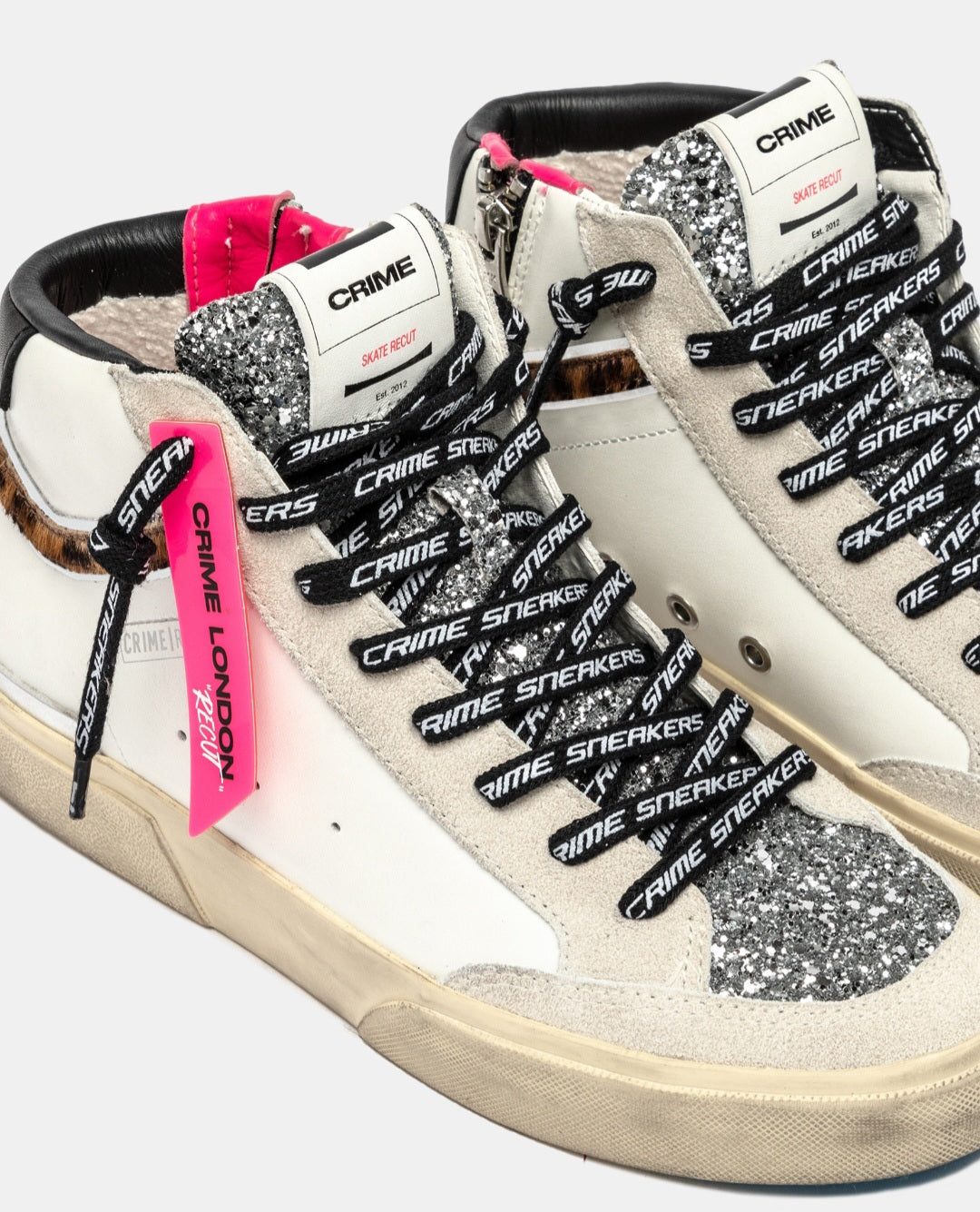 CRIME LONDON DONNA RECUT HIGH WHITE CHEETAH ART.25172