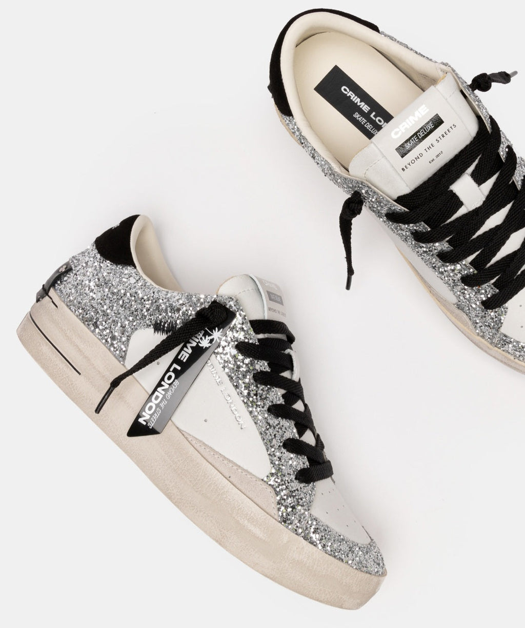 CRIME LONDON DONNA SK8 DELUXE METALLIC SILVER 25117