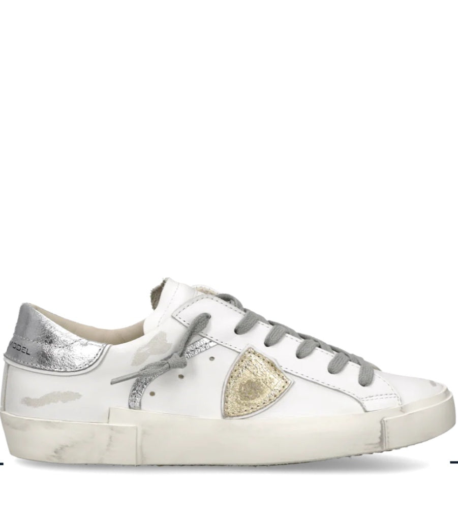 PHILIPPE MODEL   SNEAKERS DONNA Prsx Bianco Argento Metallizzato  PRLD VM04