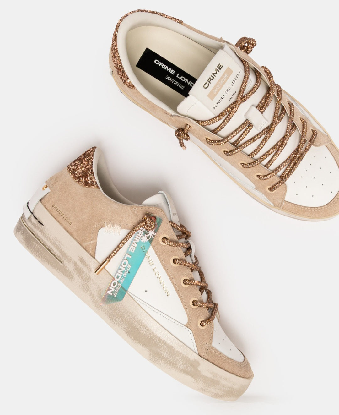 CRIME LONDON DONNA SK8 DELUXE WEDGE CHAMPAGNE DUST 29154