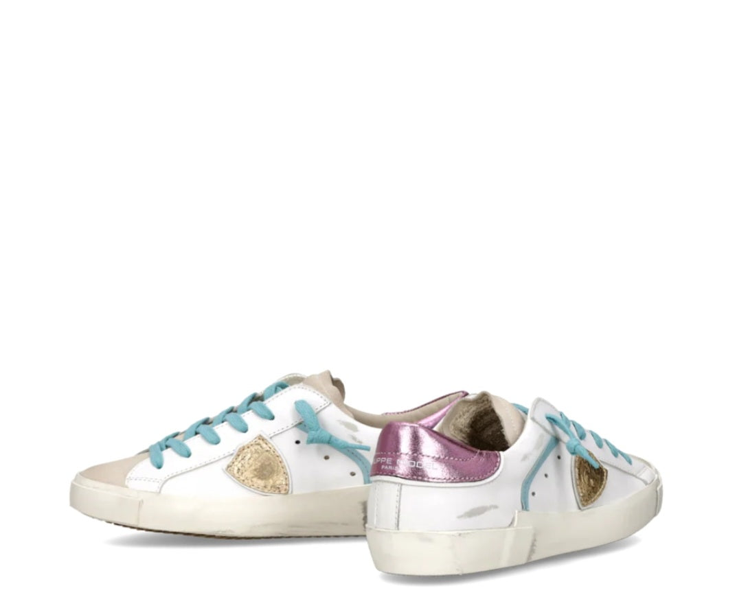 PHILIPPE MODEL   SNEAKERS DONNA Prsx  Bianco Fucsia Azzurro PRLD VM05