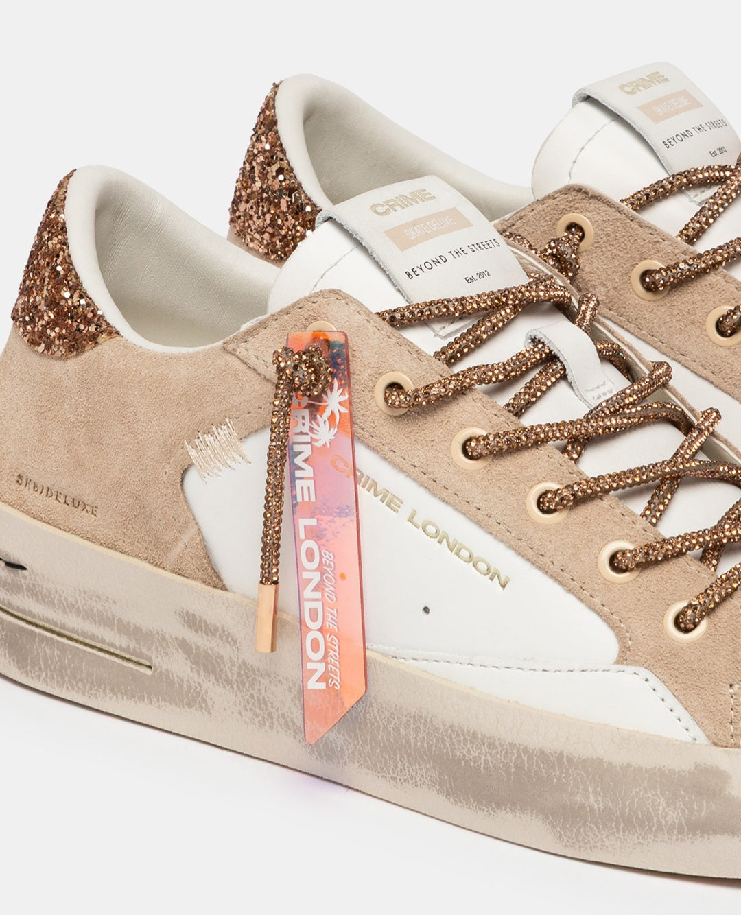 CRIME LONDON DONNA SK8 DELUXE WEDGE CHAMPAGNE DUST 29154