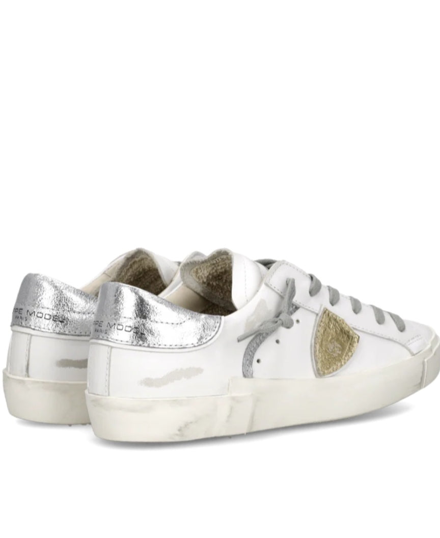 PHILIPPE MODEL   SNEAKERS DONNA Prsx Bianco Argento Metallizzato  PRLD VM04