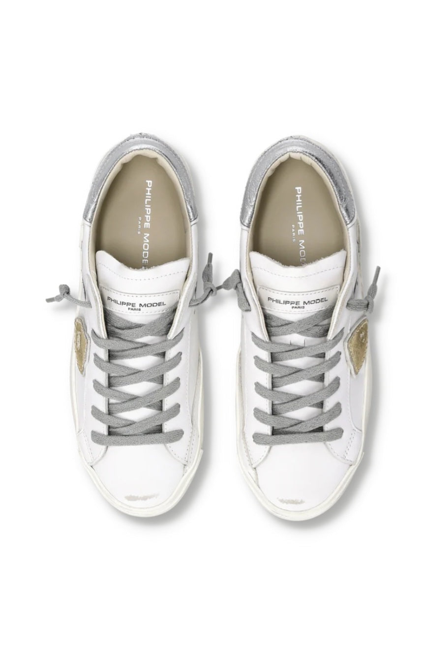 PHILIPPE MODEL   SNEAKERS DONNA Prsx Bianco Argento Metallizzato  PRLD VM04