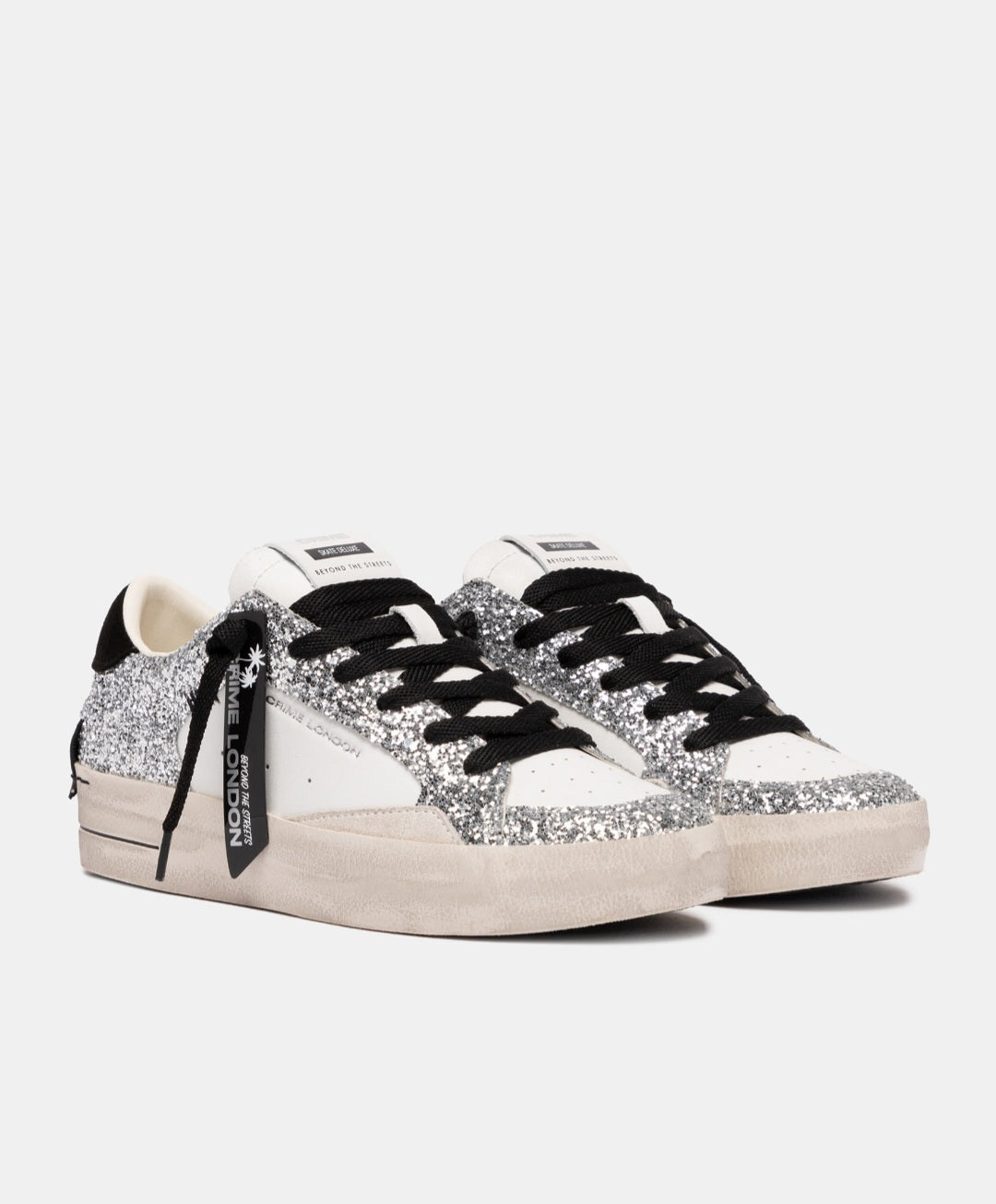 CRIME LONDON DONNA SK8 DELUXE METALLIC SILVER 25117