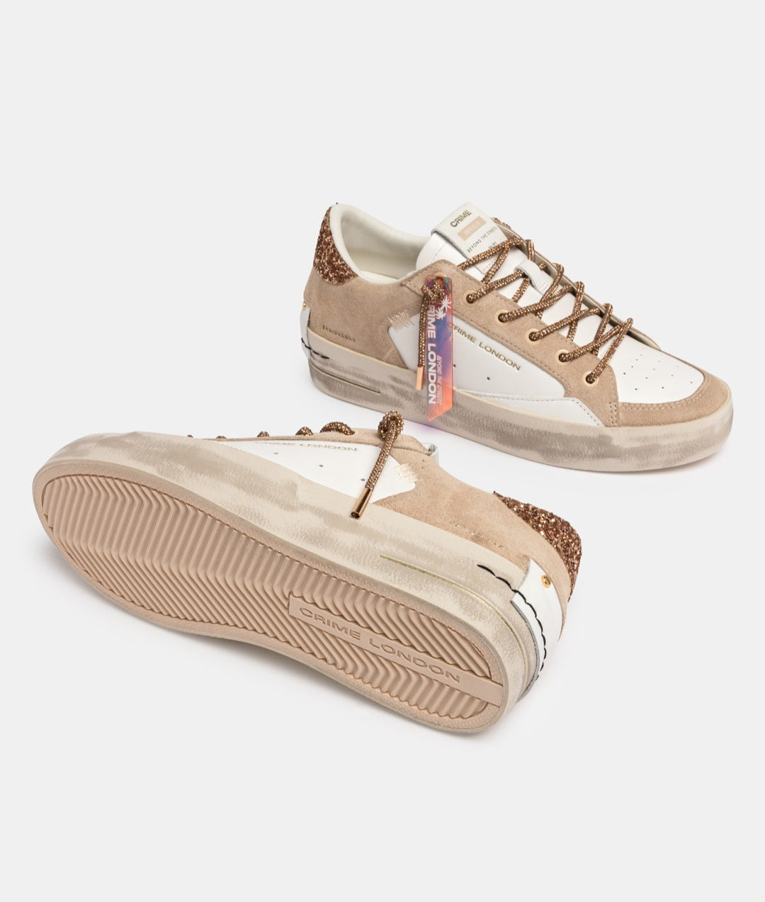 CRIME LONDON DONNA SK8 DELUXE WEDGE CHAMPAGNE DUST 29154
