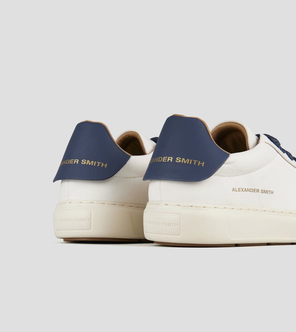Soho Uomo in nappa bianca e tallone in pelle blu Alexander Smith