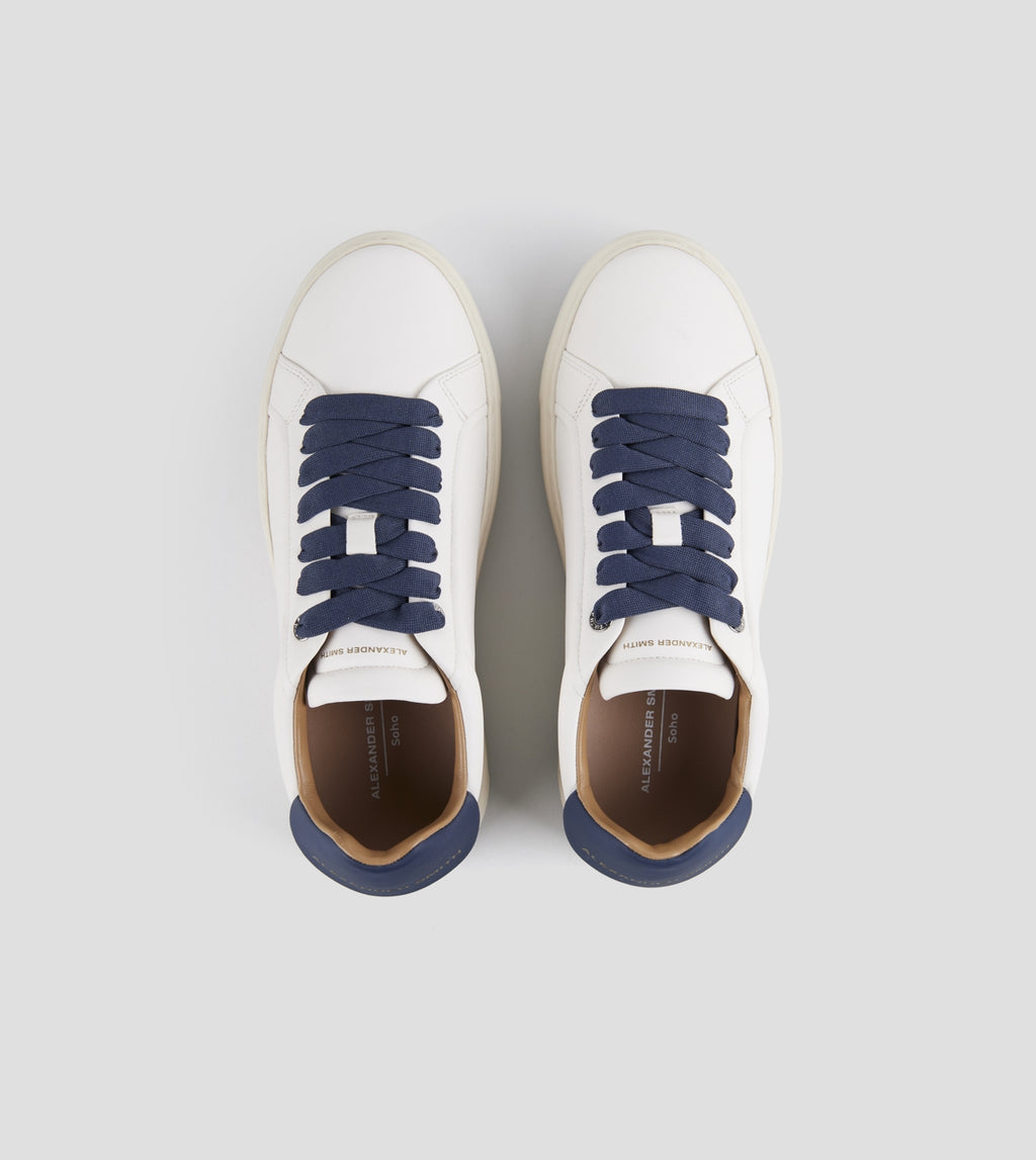 Soho Uomo in nappa bianca e tallone in pelle blu Alexander Smith