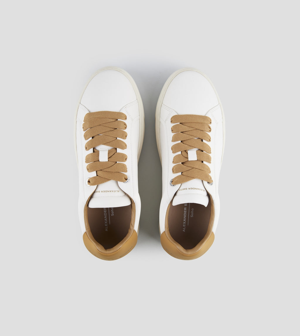 Soho Uomo in nappa bianca e tallone in pelle marrone  Alexander Smith