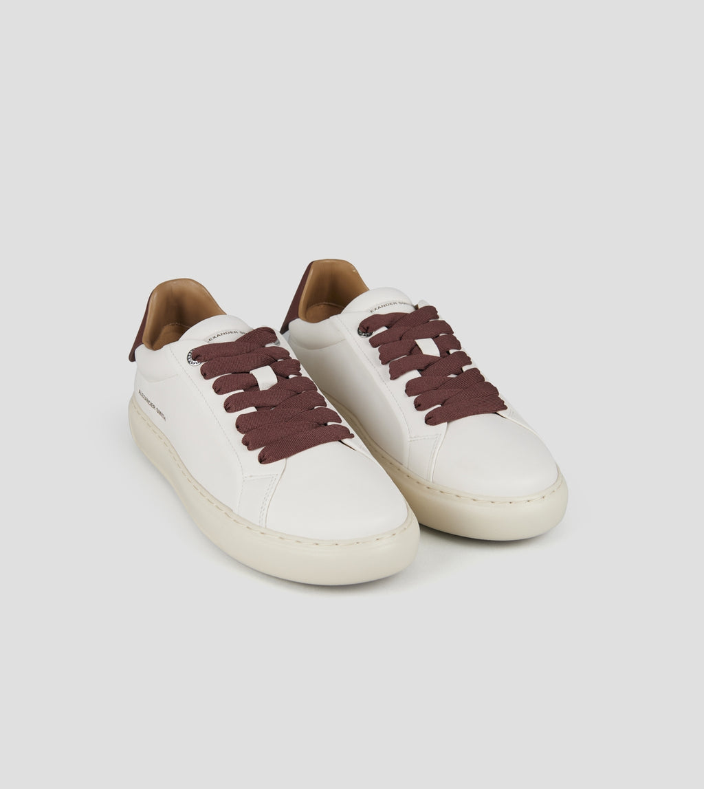 Soho Uomo in nappa bianca e tallone in pelle vinaccia Alexander Smith