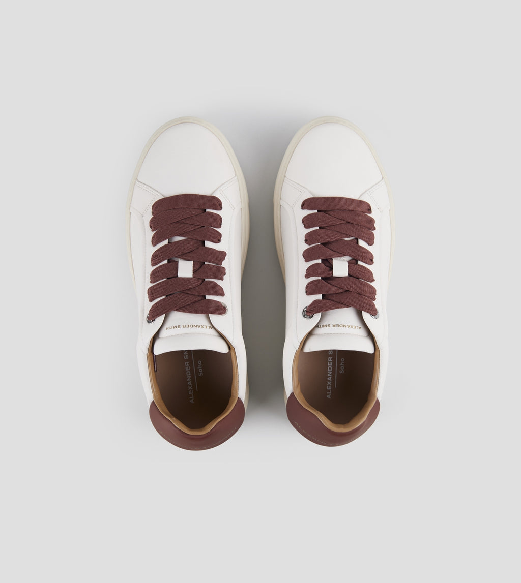 Soho Uomo in nappa bianca e tallone in pelle vinaccia Alexander Smith