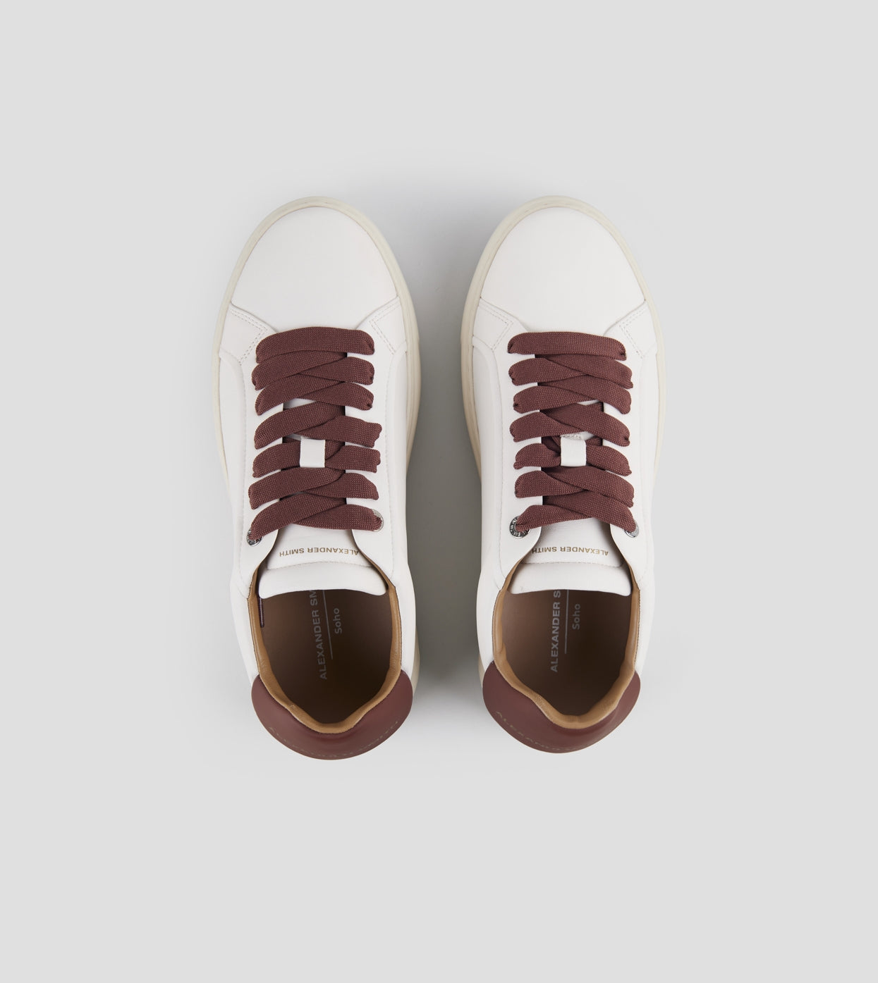 Soho Uomo in nappa bianca e tallone in pelle vinaccia Alexander Smith