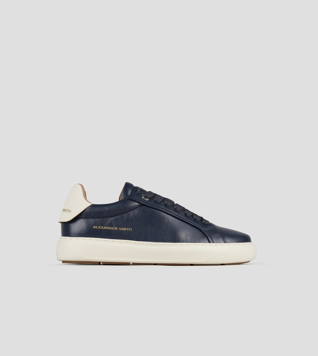 Soho Uomo in nappa blu e tallone in pelle bianca Alexander Smith