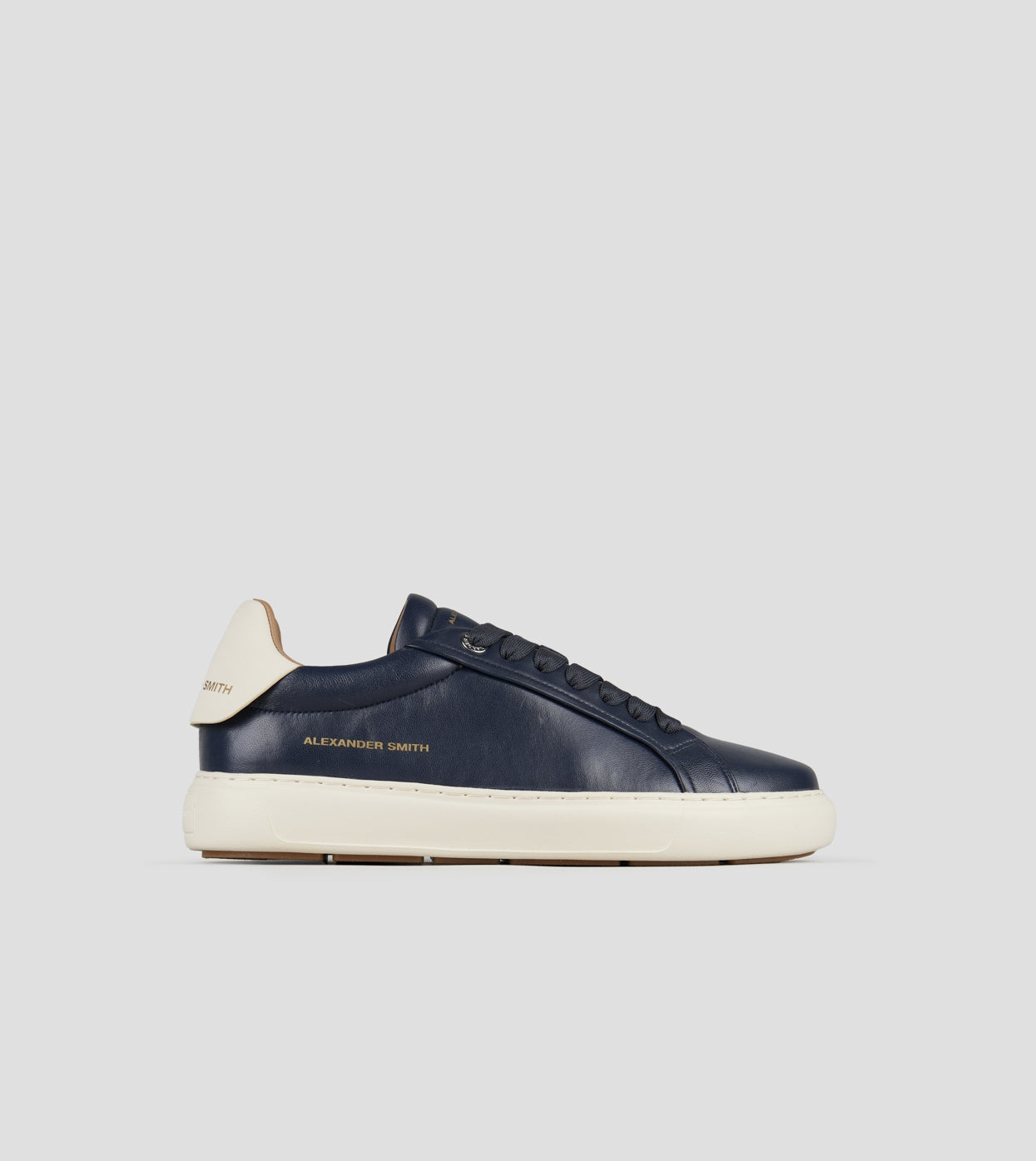 Soho Uomo in nappa blu e tallone in pelle bianca Alexander Smith