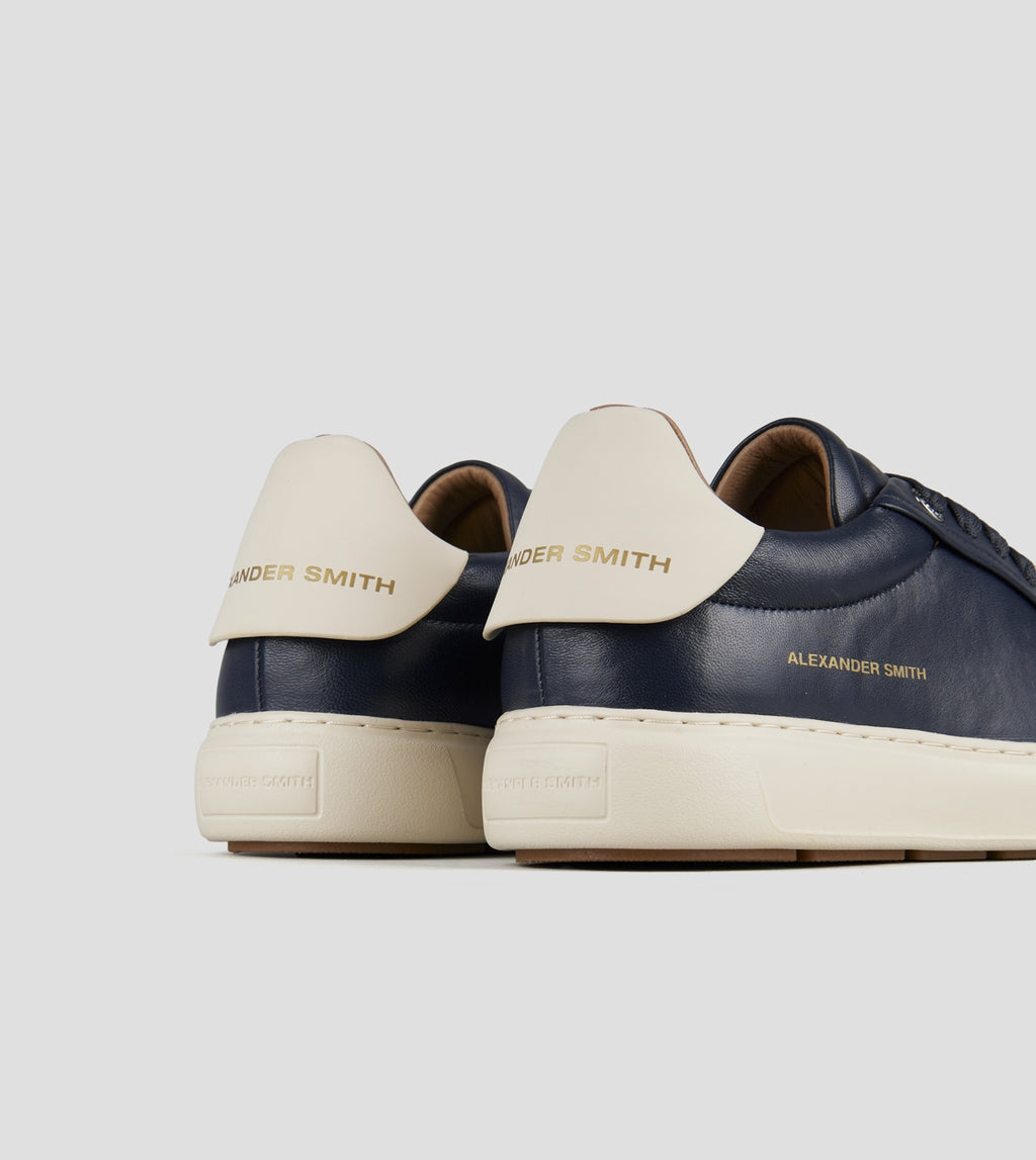 Soho Uomo in nappa blu e tallone in pelle bianca Alexander Smith