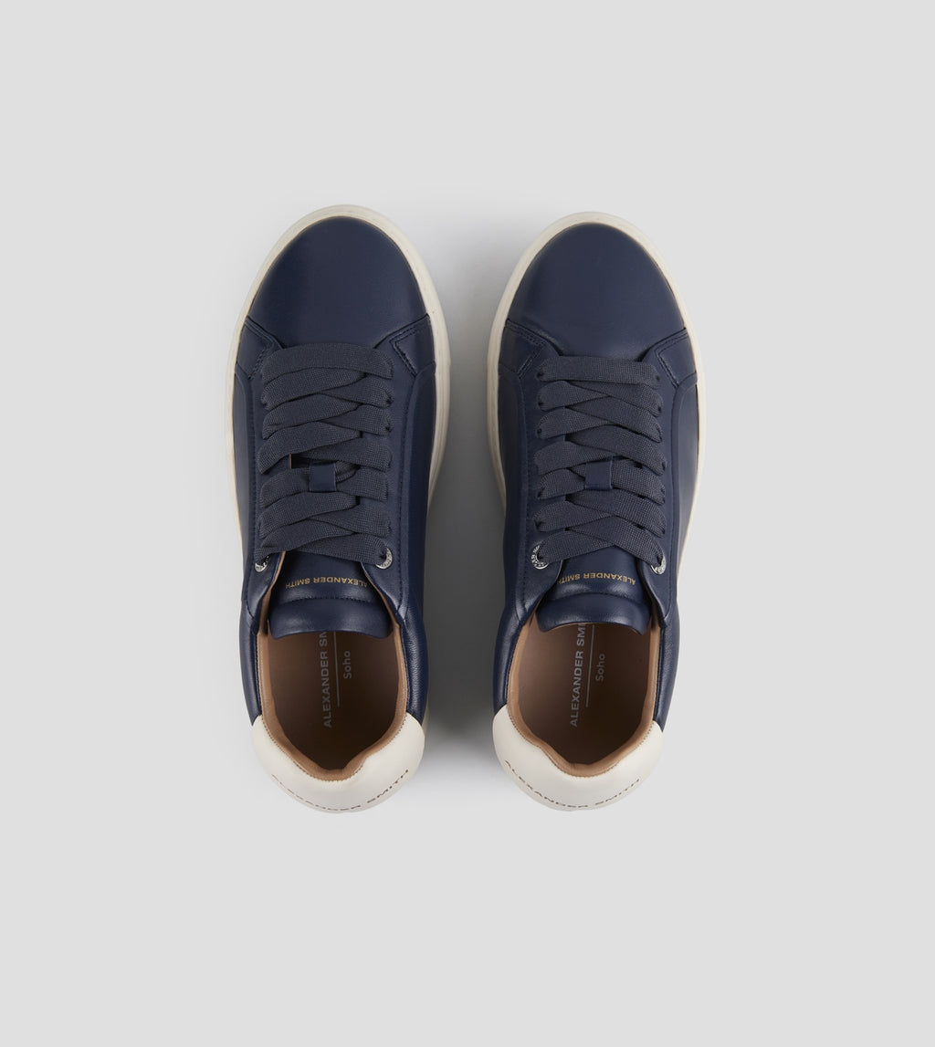 Soho Uomo in nappa blu e tallone in pelle bianca Alexander Smith